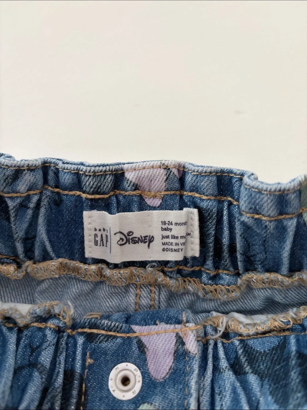 Disney Minnie Mouse Denim Shorts - Light Blue with Pastel Bows